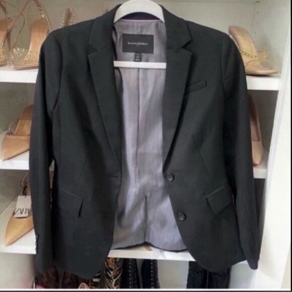 BANANA REPUBLIC classic blazer Size 00P Black Pockets Lined Business - Picture 6 of 13
